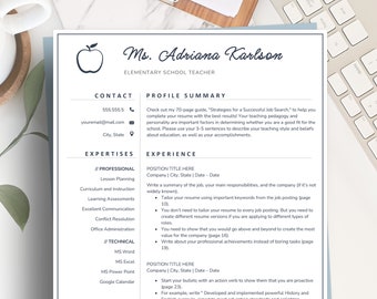 Google Docs Resume Template for Elementary Teacher, Preschool Resume Template, Substitute Teacher Resume, Teaching Assistant Resume