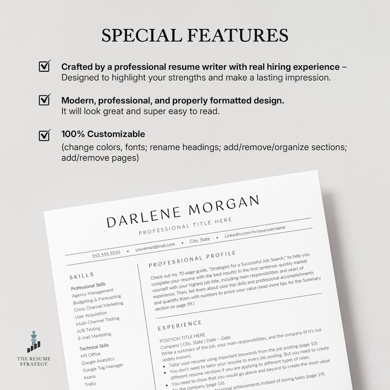 Nowoczesny szablon CV dla kadry kierowniczej: minimalistyczny design (Canva, Word, Dokumenty Google) zdjęcie 2