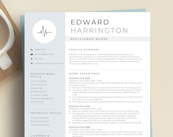 Nurse Resume Template for Google Docs, Word, Pages | Medical Resume Template for Doctors, Physicians, Medical Assistants, RN, CNA