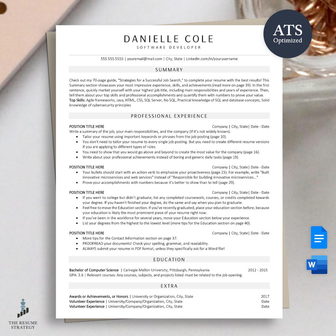 Ats-friendly Software Engineer, Developer Resume Template for Google ...