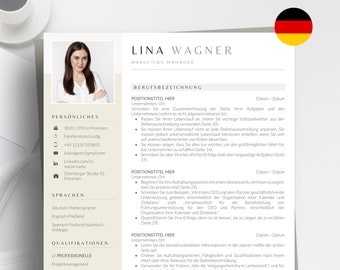 Bewerbungsvorlage Deutsch, Lebenslauf Vorlage Word und Pages, Ausbildung, CV Vorlage, Lebenslauf Vorlage, Professionelle Bewerbung German