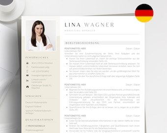 Bewerbungsvorlage Deutsch, Lebenslauf Vorlage Word und Pages, Ausbildung, CV Vorlage, Lebenslauf Vorlage, Professionelle Bewerbung German