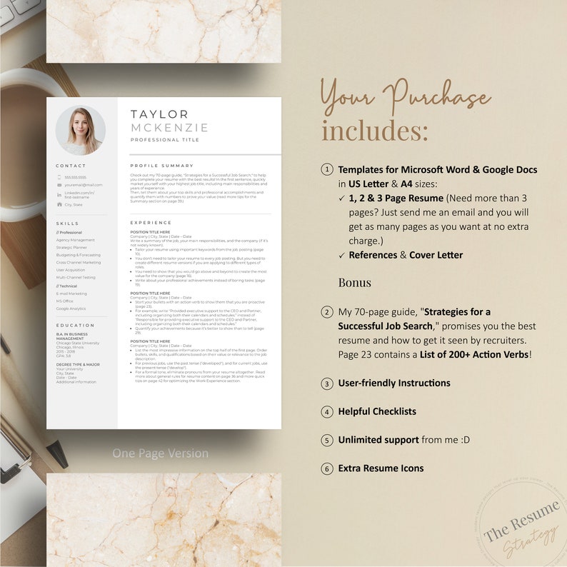 Resume Template, Modern Resume Template with Photo, Resume Template Word, Creative Resume, Cover Letter, Professional CV Template image 4