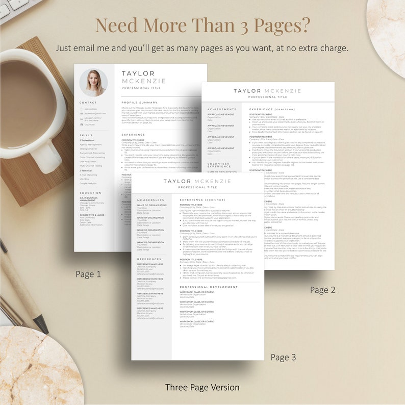 Resume Template, Modern Resume Template with Photo, Resume Template Word, Creative Resume, Cover Letter, Professional CV Template image 6