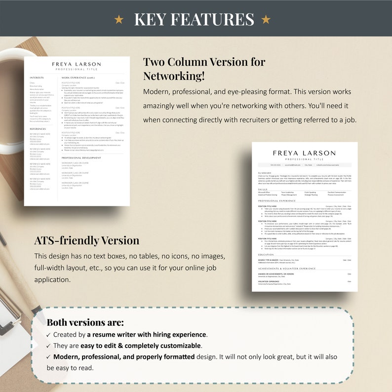 Modern Resume Template Bundle: ATS and Standard Versions, Google Docs ...