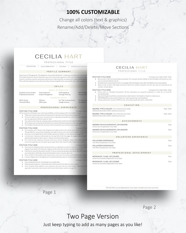 ATS Friendly Resume Template For Google Docs Word ATS Etsy Ats friendly resume template for google docs word ats etsy