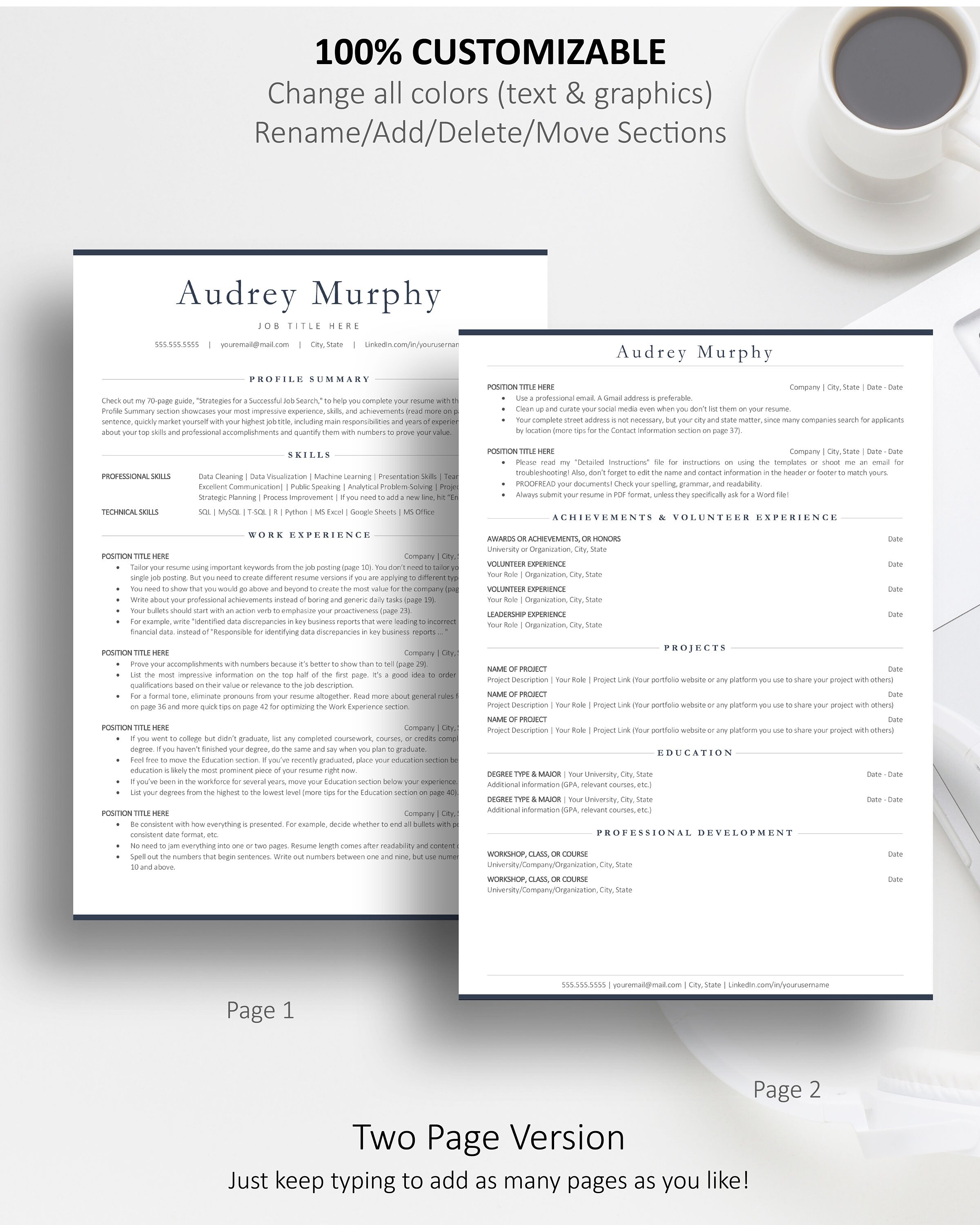Resume for Developer ATS Friendly Tech Resume Template Tech - Etsy
