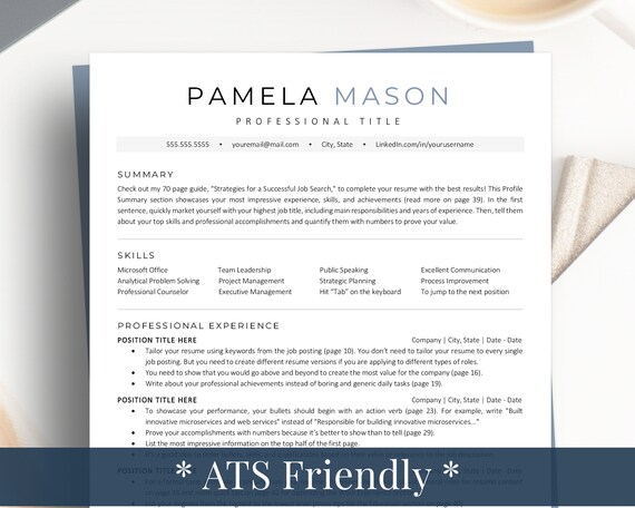 Minimalist Resume Template ATS Friendly, Clean, Simple, Modern Resume, CV  Template for Word, Google Docs Resume Template, Executive Resume - Etsy