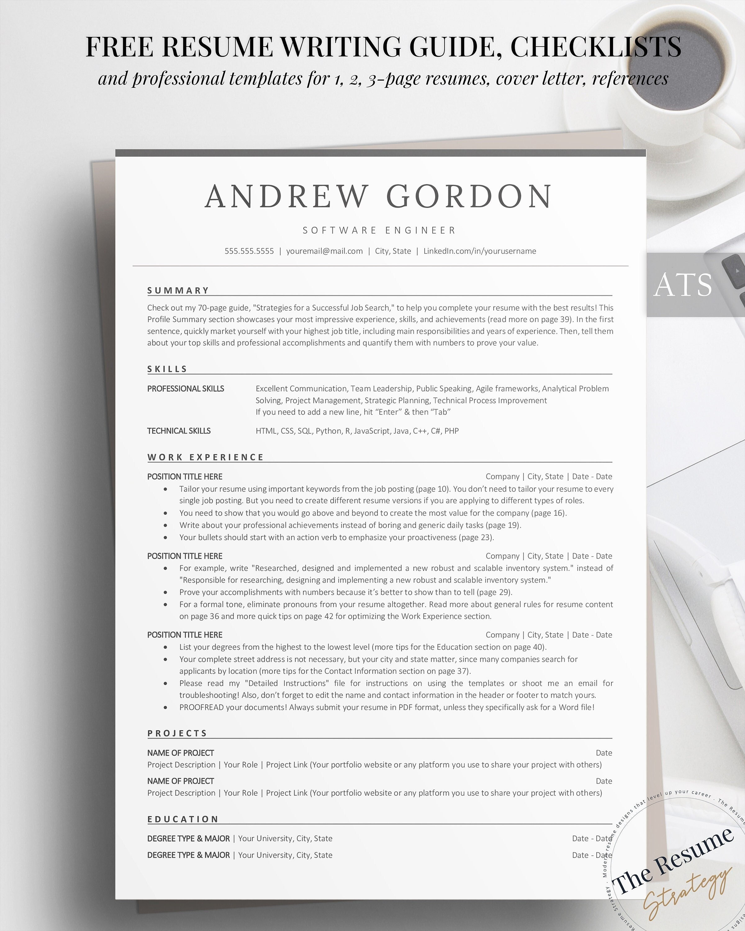 Software Engineer ATS Resume Template ATS Friendly Resume - Etsy