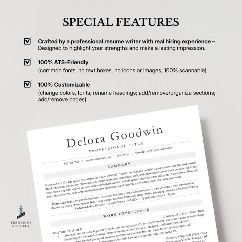 Plantilla de CV ATS: CV moderno y minimalista (Word y Google Docs) imagen 2
