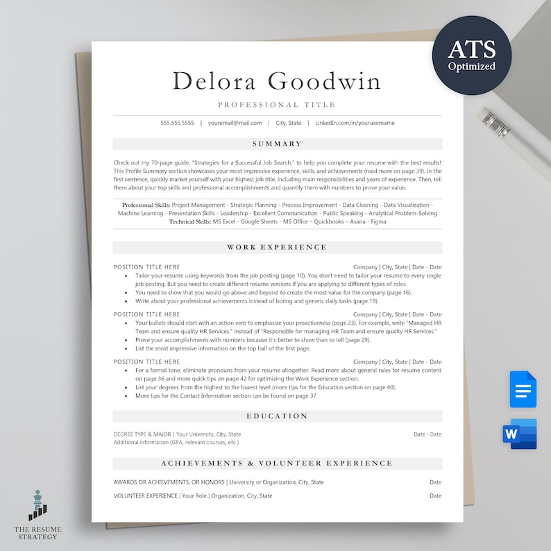 Plantilla de CV ATS: CV moderno y minimalista (Word y Google Docs) imagen 1