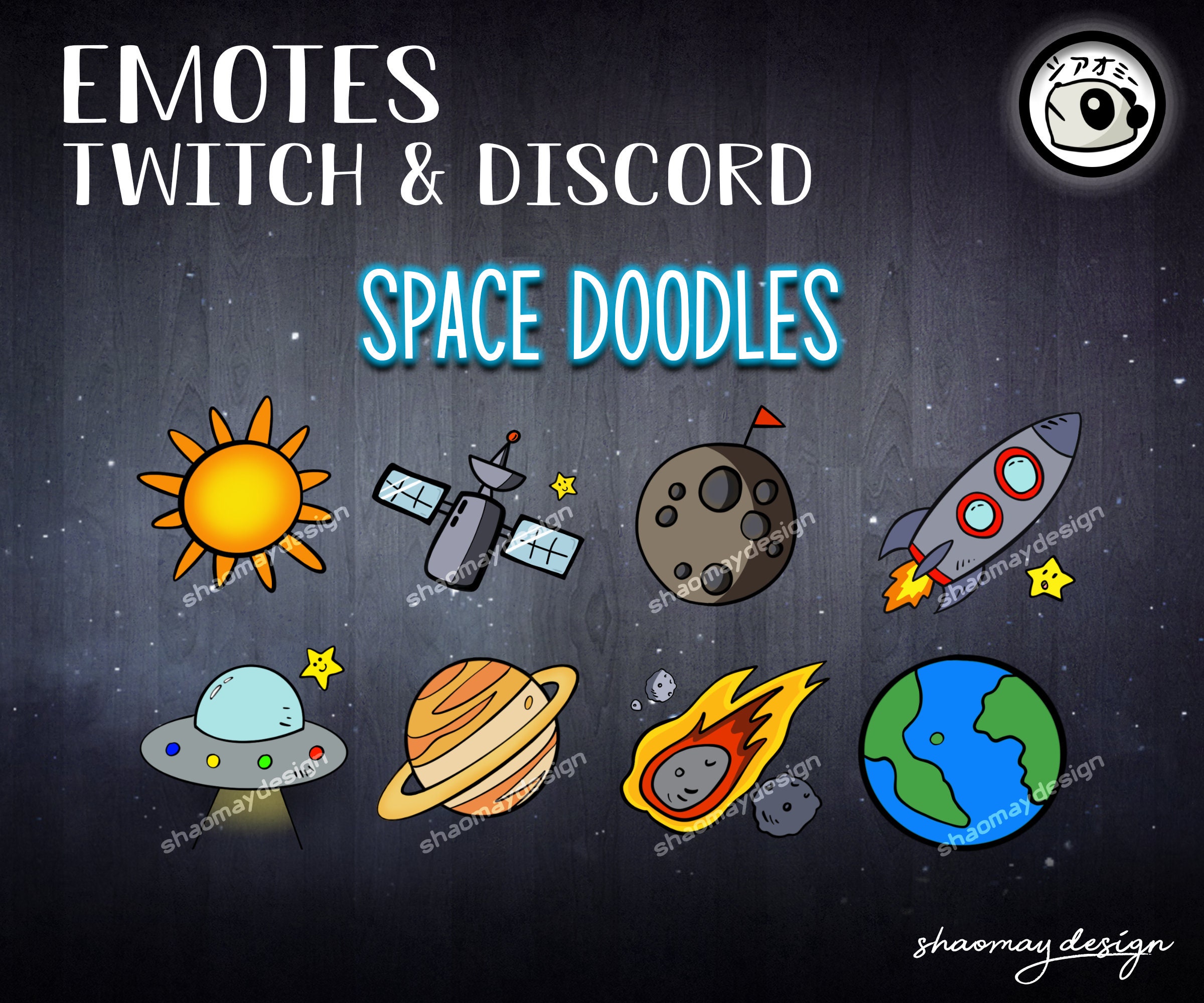 Emotes Espace Space Doodles Twitch Discord Etsy