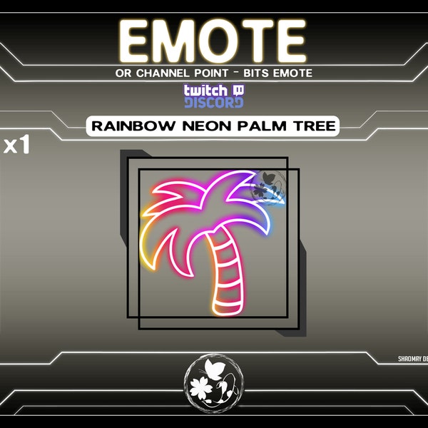 Rainbow Neon Palm Emote or Discord Twitch Channel Point