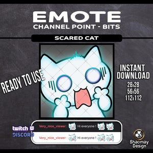 Ghost Scared Cat Emote/pt Twitch Discord Channel