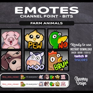 PACK Farm Animals Emotes or Twitch Discord Channel Points