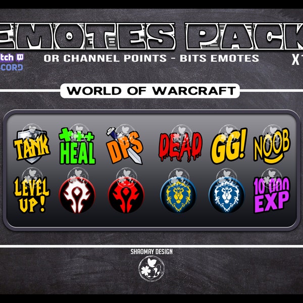 PACK World of Warcraft Horde Alliance Emotes ou points de chaîne Twitch Discord MMORPG
