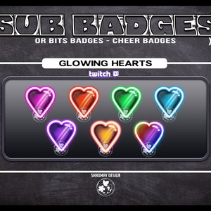 Bright Hearts Neon Sub badges bit/cheer Twitch