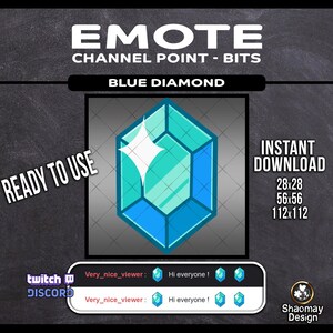 Sapphire Blue Diamond Gem Emote/pt Twitch Discord Channel