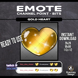 Golden Shiny Heart Emote or Chain Point Twith Discord