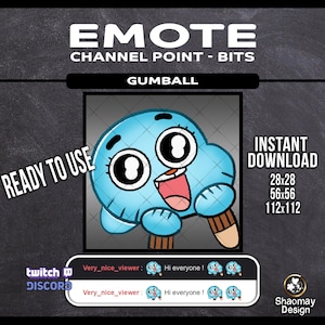 Gumball Watterson Blue chat Emote or Twitch Discord channel point