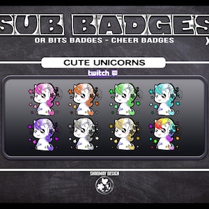 Twitch Badges Cute Unicorns x8