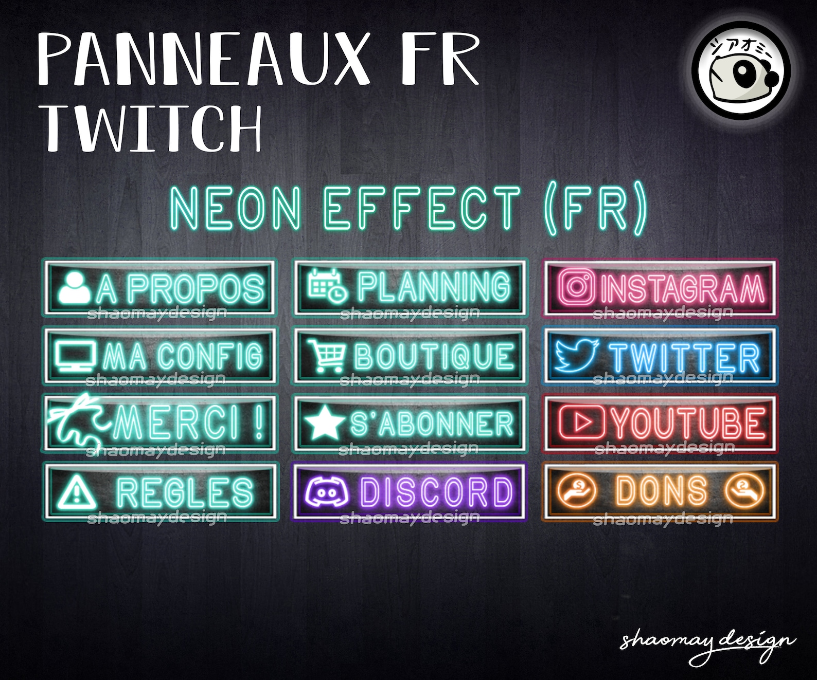Panneaux Twitch Français Effet Néon | Etsy