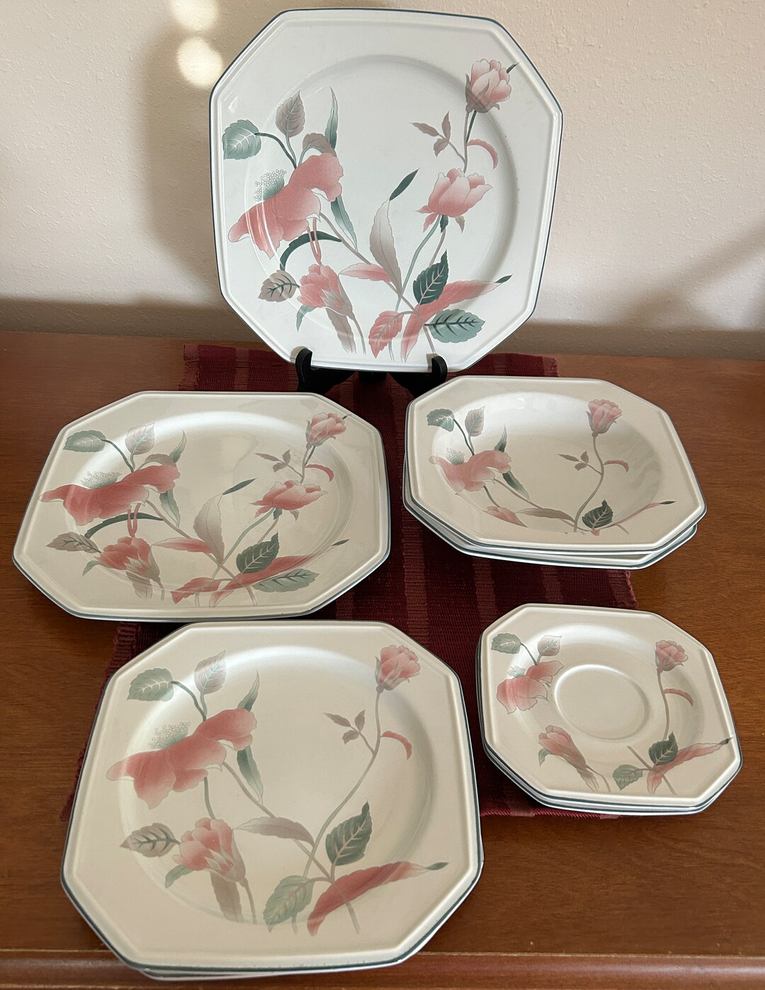 Mikasa Silk Flowers 8pc Set 2 Dinner Plates 2 Lunch Plates Etsy