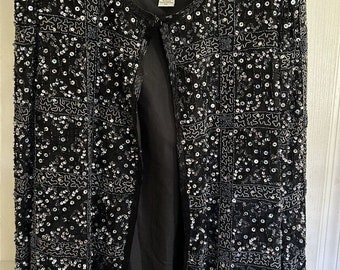 Lawrence Kazar Vintage Beaded, Sequined Long Sleeved Jacket XXL