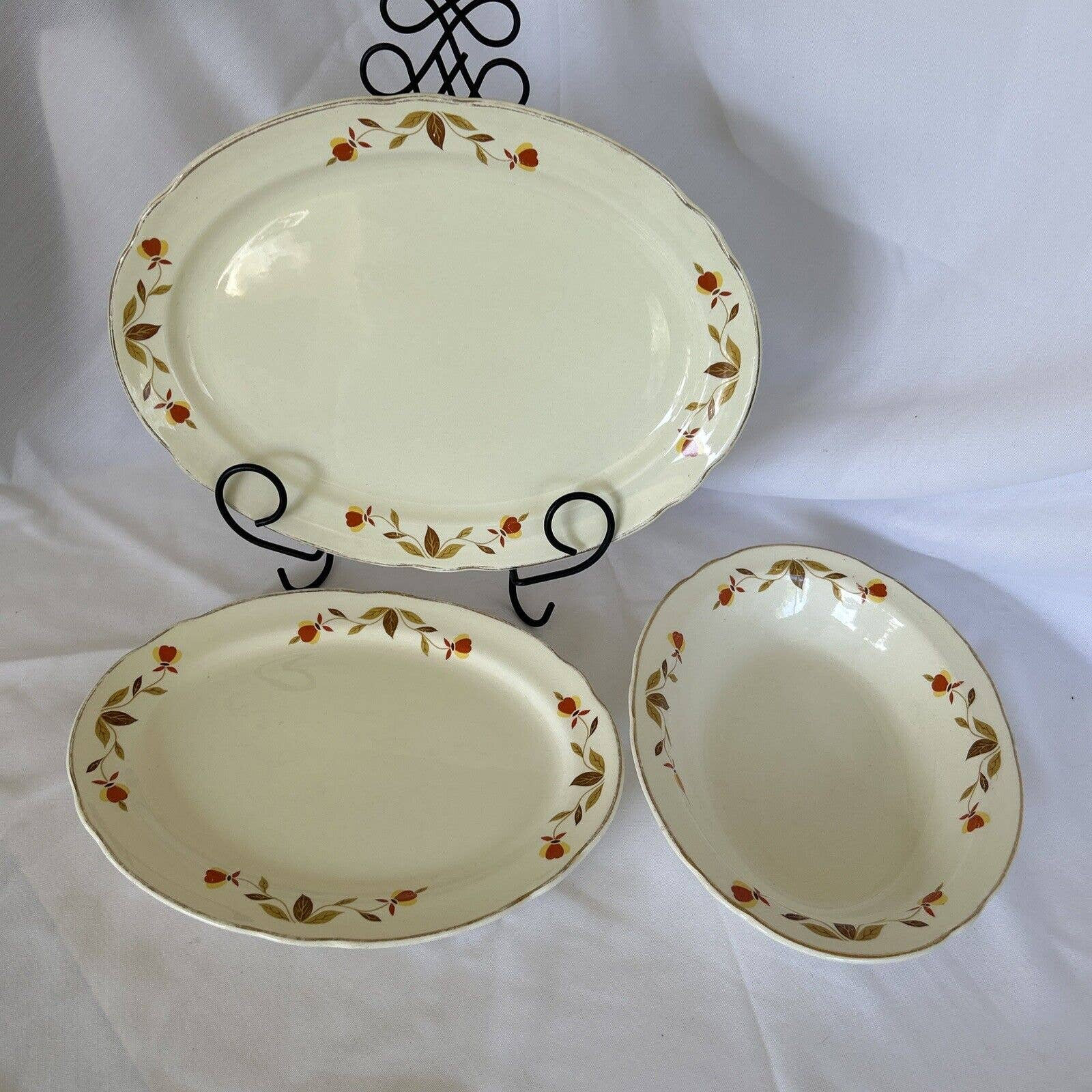 Jewel Tea by Hall Setving Set 2 Oval Platters, and 1 Oval Serving Bowl