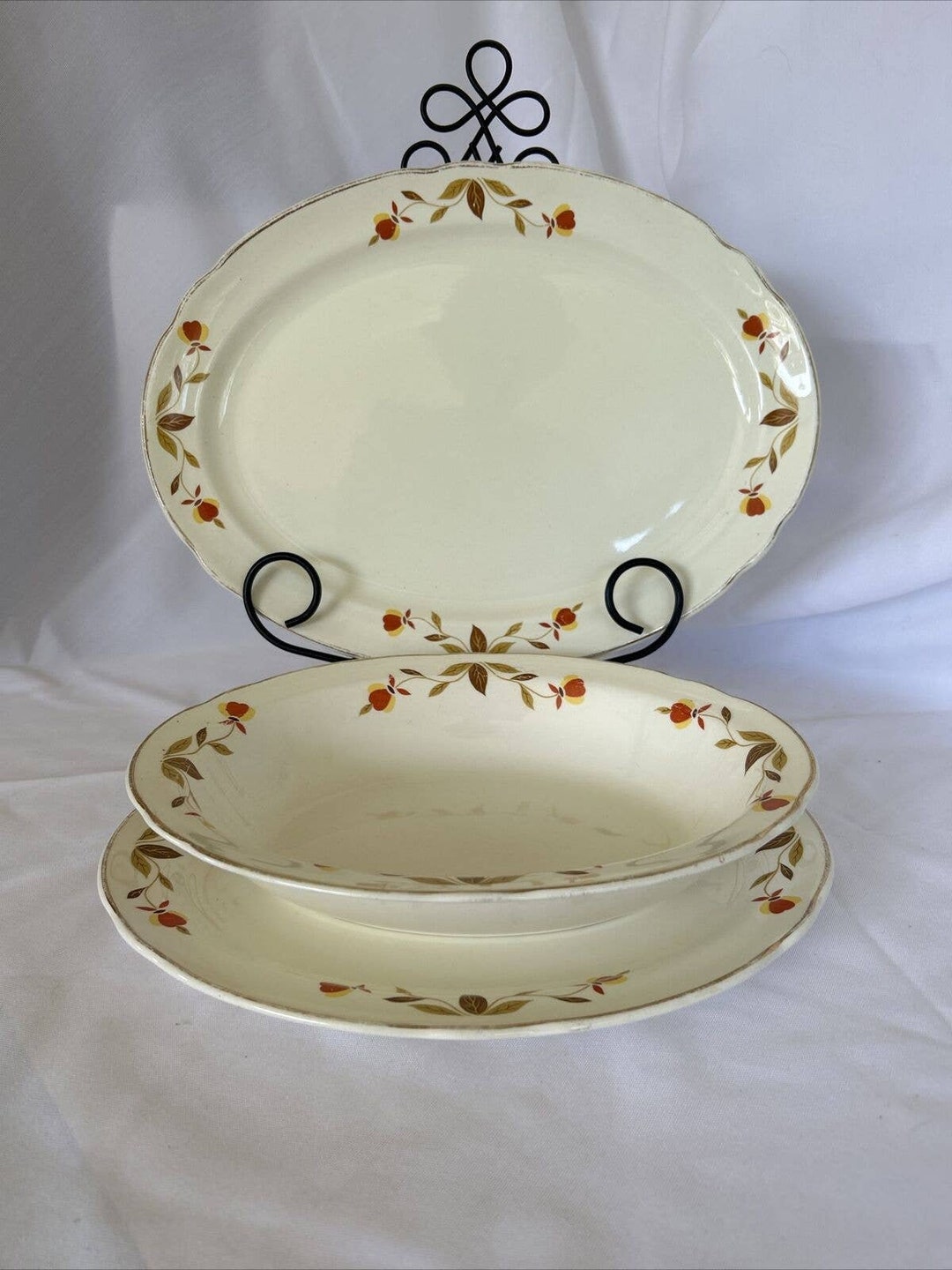 Jewel Tea by Hall Setving Set 2 Oval Platters, and 1 Oval Serving Bowl