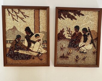 Korean Mosaic Seed Art 8”x10” Wood Frames.