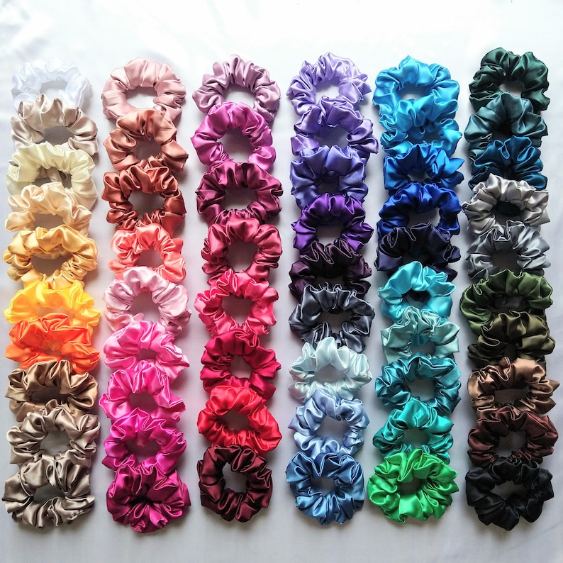 Satin Scrunchies in 56 Colours and 4 Sizes - Handmade Hair Accessories image 2
