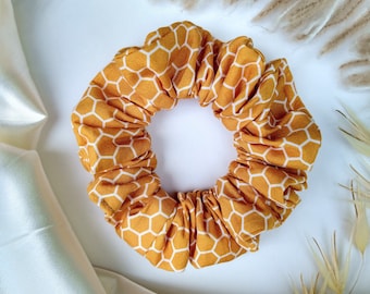 Mustard Honeycomb Scrunchie: Bee Lover Gift