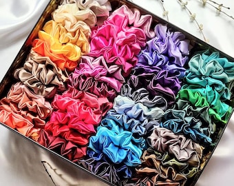 Satin Scrunchies in 56 Colours and 4 Sizes - Handmade Hair Accessories