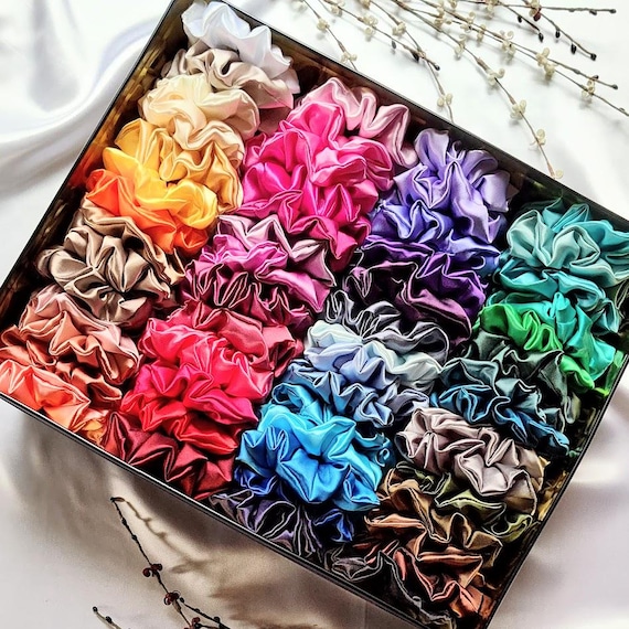 Satin Scrunchies in 56 Colours and 4 Sizes - Handmade Hair Accessories