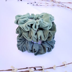 Grünes Leinen Scrunchie Set von 3, Scrunchy Set, Teal Scrunchie, Scrunchie, Beste Freundin Geburtstagsgeschenk für Mädchen, Beliebt jetzt für Frauen