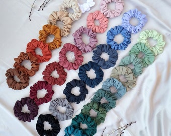 Natural linen scrunchies, Scrunchy set, Plain scrunchie, Neutral gift for teenage girl, Girl birthday gift for friend, Small gifts for women