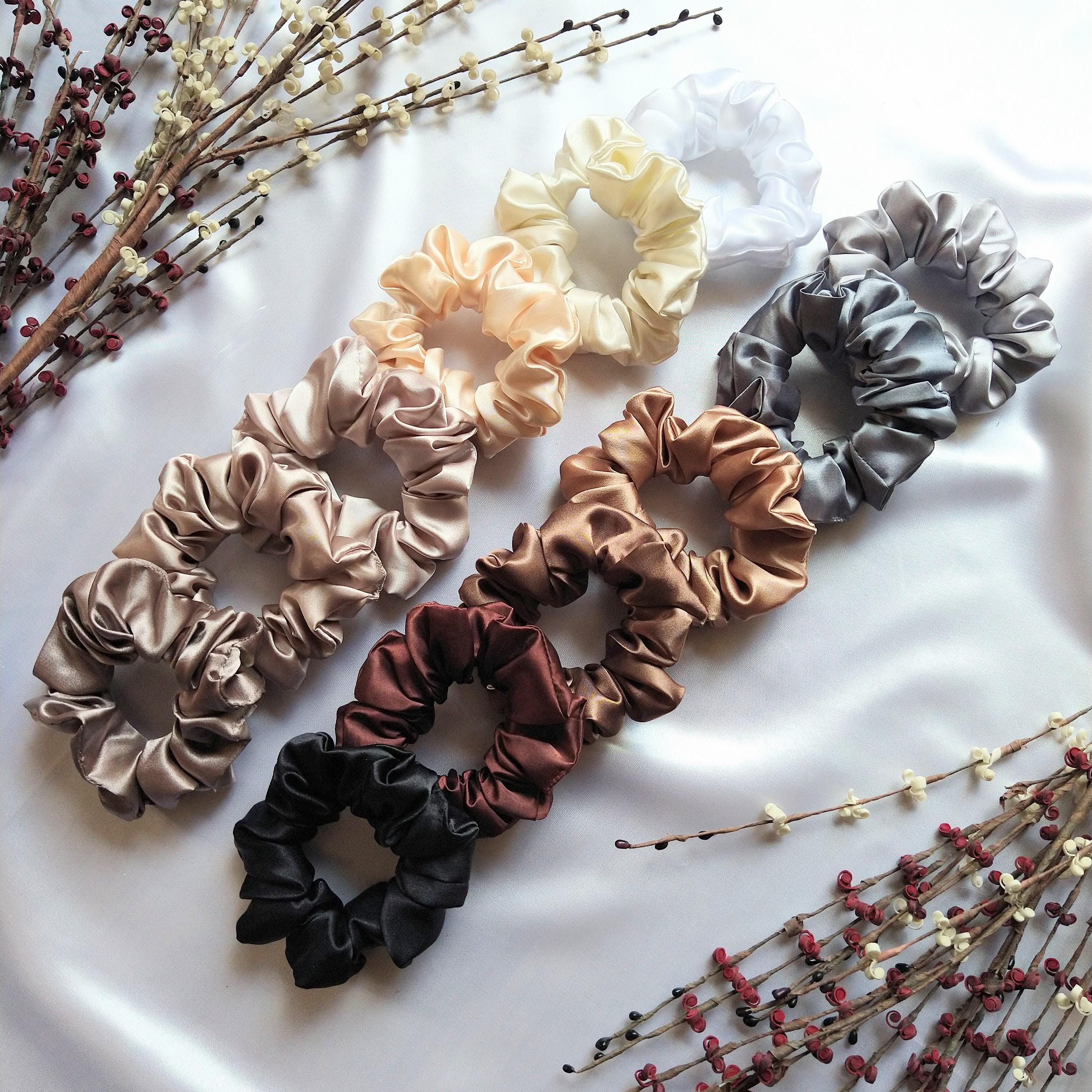 Neutral Satin Scrunchie Set: Handmade Hair Accessories - Etsy display picture 2