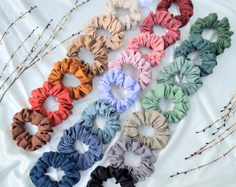 Natural linen scrunchies, Scrunchy set, Plain scrunchie, Neutral gift for teenage girl, Girl birthday gift for friend, Small gifts for women