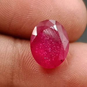 Rubino riempito di vetro, pietra preziosa ovale sfaccettata, rubino rosa scuro naturale tagliato, pietra preziosa sciolta per la creazione di gioielli, rubino riempito di vetro