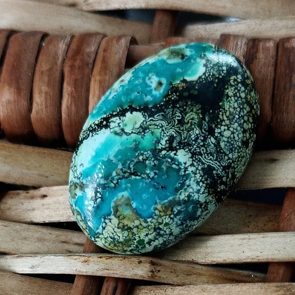 Anniversary Gift Turquoise Gemstone-Natural Tibetan Turquoise Oval Gemstone-Healing Stone Top Rare Oval Stone-Cabochon Stone Turquoise Stone