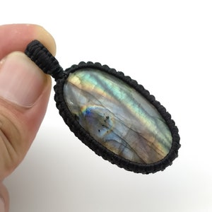 Macrame Lace Labradorite Pendant Soul Sister Handmade Woven Necklace Wedding Necklace Mother&#39;s day gift Labradorite Thread Wrapped Pendant..