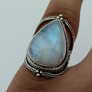 Rainbow Moonstone Ring, 925 Sterling Silver Ring, Handmade Moonstone Ring, Moonstone Ring, Ring, Rainbow Moonstone Ring, Statement Ring