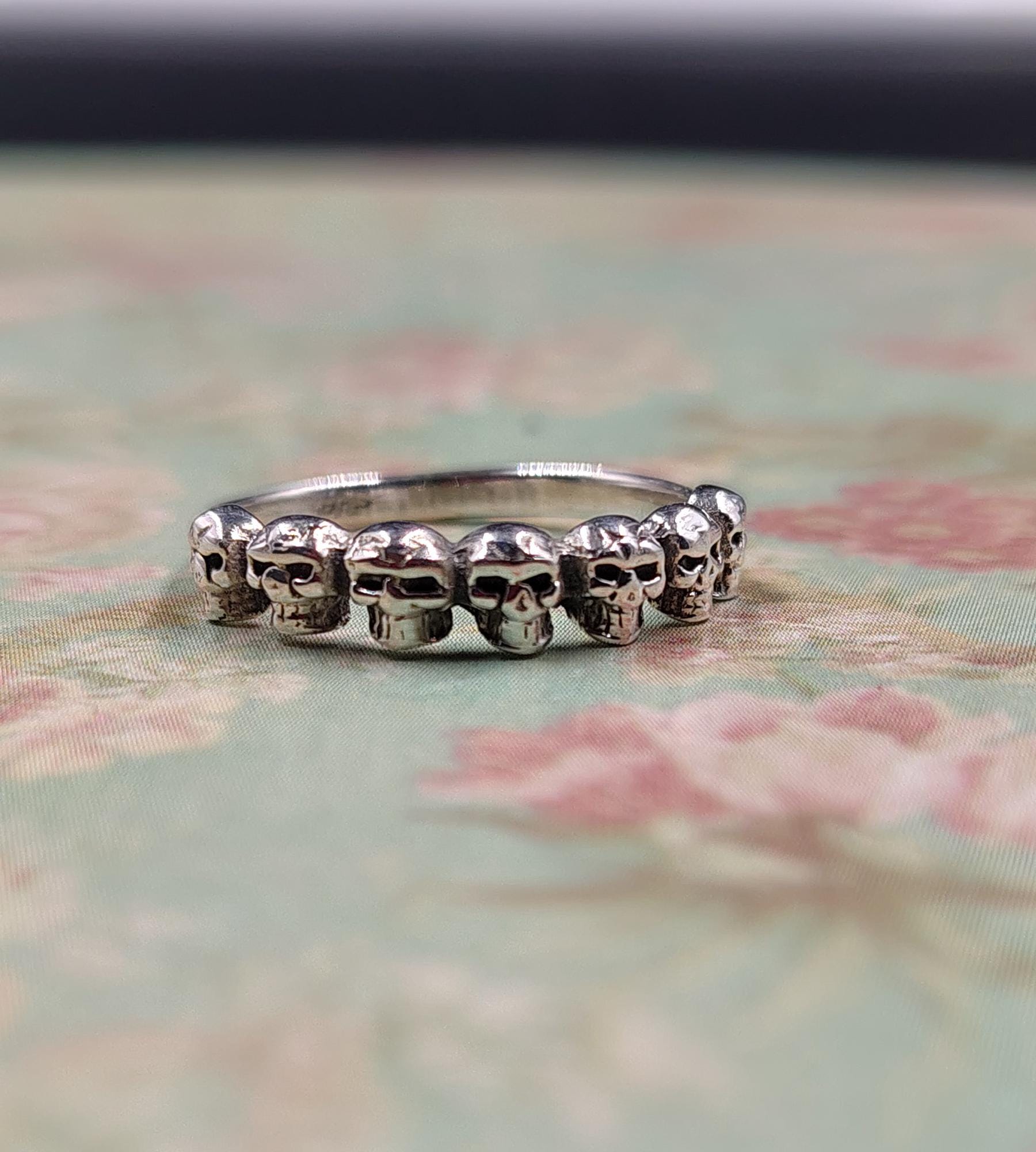 Sterling Silver Skull Band Ring - 925 Silver Rings for Women - Skull ...