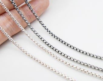 Box Chain Round Box Chain Silver Chain 925 Sterling Silver