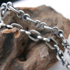 7.5mm Mens Silver Chain Viking Necklace Handmade 925 Sterling Silver Oxidized Chain