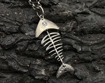 Fish Bone Necklace Fishbone Charm Jewelry Chef Sushi NEW 925 Sterling Silver Fish Bone Necklace Fishbone Charm Jewelry Chef Sushi NEW 925 Sterling Silver