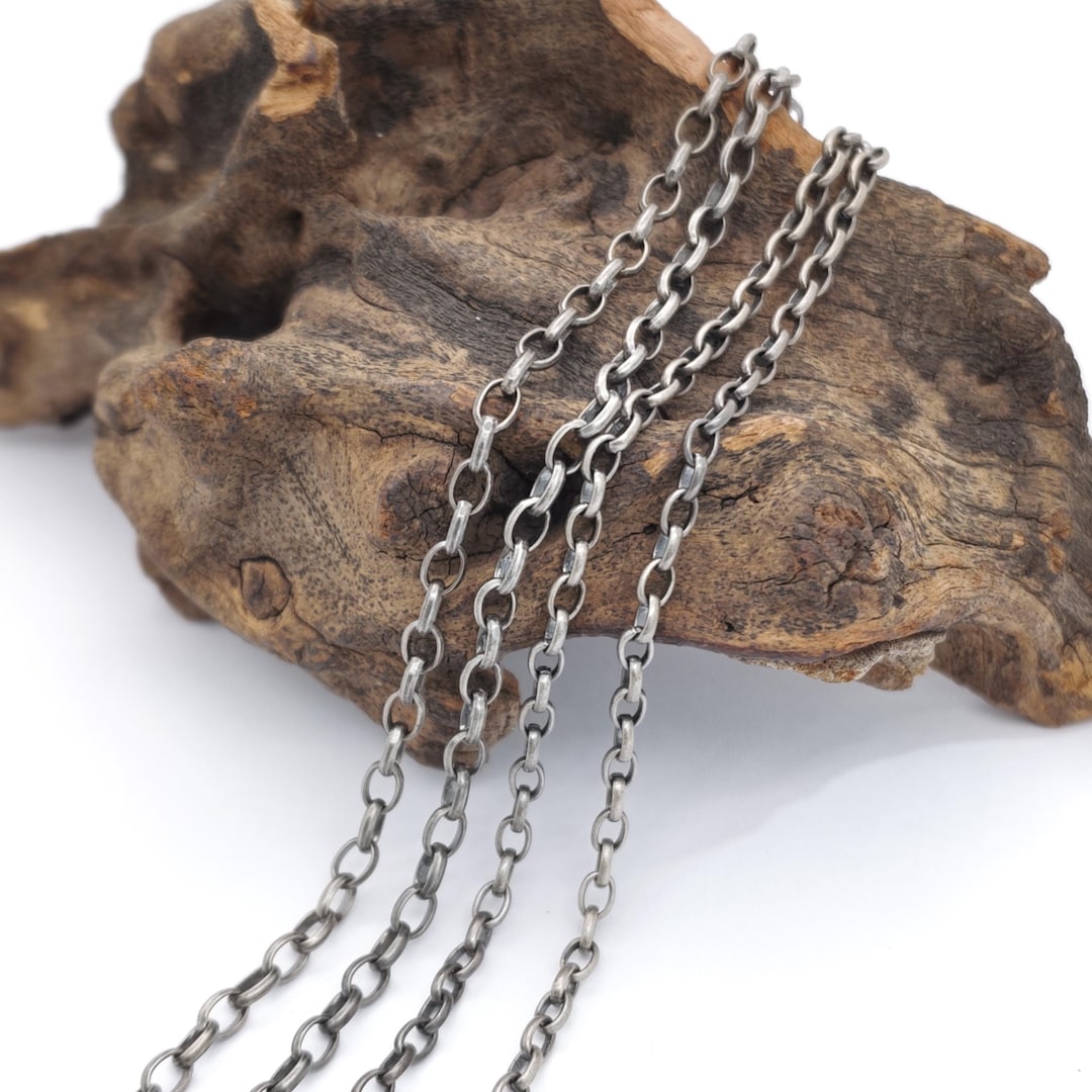 Rolo Chain Oval Ring Chain Rolo Necklace 925 Sterling Silver 2.8mm 3 ...