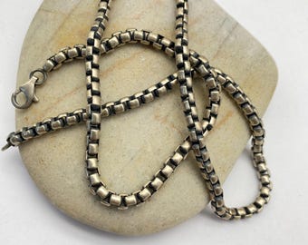 Solid 925 Sterling Silver Rounded Box Chain Necklace - Black Oxidized Rhodium Finish 9 thumbnail image