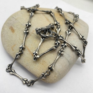 Gothic Kette Skelett Kette Totenkopf Kette Bone Neckalce 925 Sterling Silber 6 mm